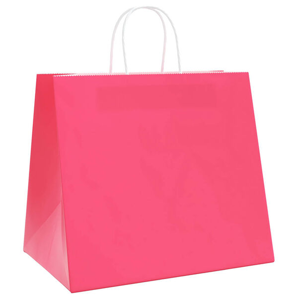 vidaXL Sacchetti di Carta 50 pz con Manici Rosa 32x22x28 cm