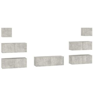 vidaXL Set di Mobili Porta TV 7 pz Grigio Cemento in Legno Multistrato