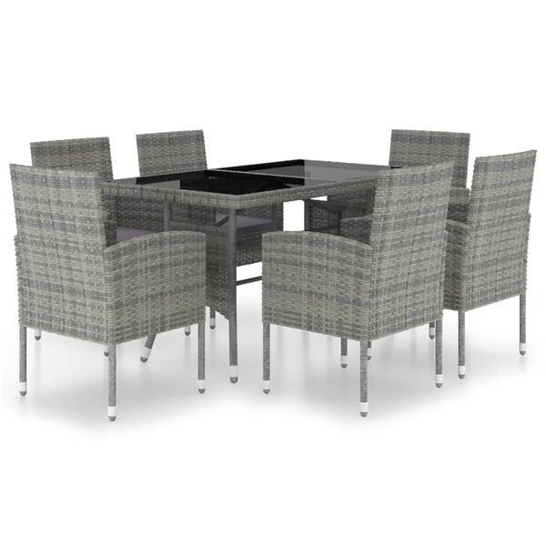 vidaXL Set Mobili da Pranzo Giardino 7 pz Polyrattan Antracite Grigio