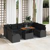 vidaXL Set Divano da Giardino 10 pcs Nero Poly Rattan
