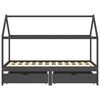 vidaXL Giroletto Bambini Cassetti Grigio Scuro Pino Massello 90x200 cm