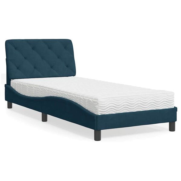 vidaXL Letto con Materasso Blu 80x200 cm in Velluto