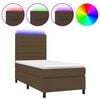 vidaXL Letto a Molle Materasso e LED Marrone Scuro 90x200cm in Tessuto