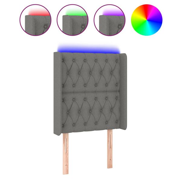 vidaXL Testiera a LED Grigio Scuro 83x16x118/128 cm in Tessuto