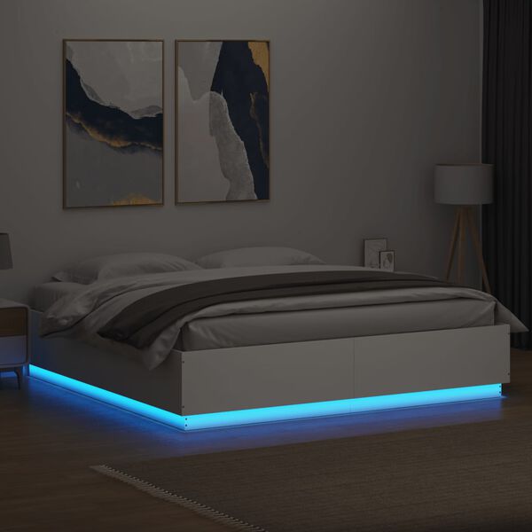 vidaXL Giroletto con Luci LED Bianco 200x200 cm in Legno Multistrato
