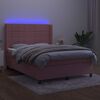vidaXL Letto a Molle con Materasso e LED Rosa 140x190 cm in Velluto