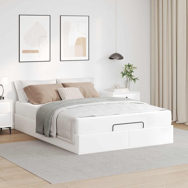 vidaXL Struttura letto con materasso con materasso 2 pcs Bianco PVC