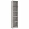 vidaXL Libreria 5 Ripiani Grigio Cemento 40x24x175cm Legno Multistrato