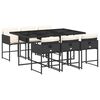 vidaXL Set da Pranzo da Giardino 7 pz Nero con Cuscini in Polyrattan