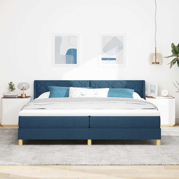 vidaXL Letto a molle con materasso Blu 200 x 200 cm Poliestere