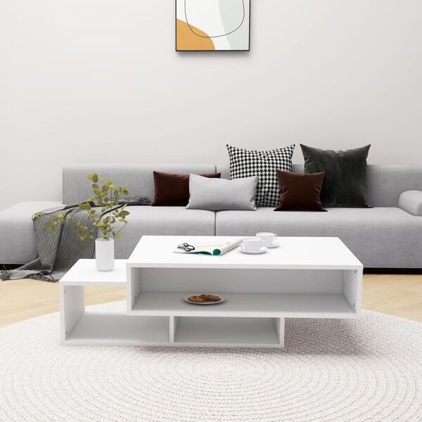 vidaXL Tavolino da Salotto Bianco 102x55x42 cm Legno Legno Multistrato