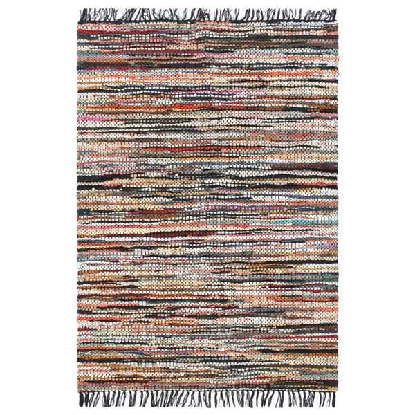 vidaXL Tappeto Chindi Tessuto a Mano in Pelle 160x230 cm Multicolore