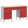 vidaXL Mobile da lavoro 3 pcs Rosso Legno ingegnerizzato e acciaio