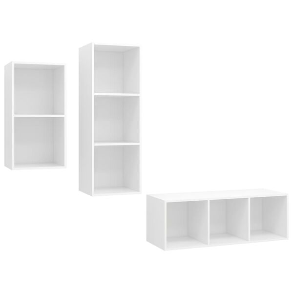 vidaXL Set Mobili Porta TV 3 pz Bianco in Legno Multistrato
