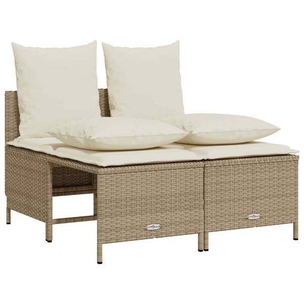 vidaXL Set Divano da Giardino 5 pz con Cuscini Beige in Polyrattan