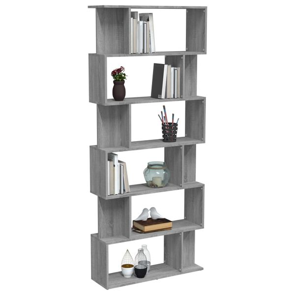 vidaXL Libreria/Divisorio Grigio Sonoma 80x24x192 cm Legno Ingegnerizzato