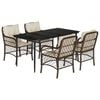 vidaXL Set da Pranzo da Giardino 5pz con Cuscini in Polyrattan Marrone