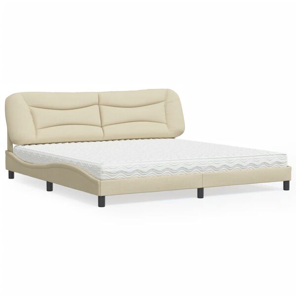 vidaXL Letto con Materasso Hvar Crema 200x200 cm in Tessuto