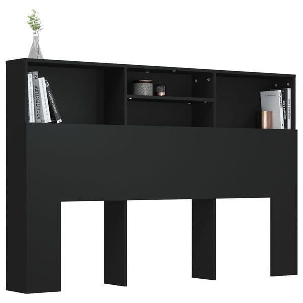 vidaXL Testiera con Contenitore Nero 160x19x103,5 cm