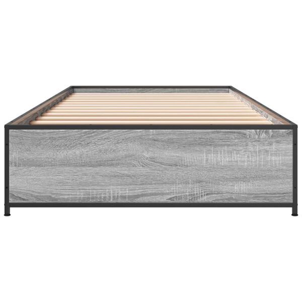 vidaXL Giroletto Grigio Sonoma 90x200 cm Legno Multistrato e Metallo