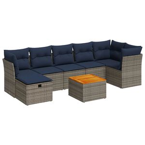 vidaXL Set Divano da Giardino 8 pz con Cuscini Grigio in Polyrattan