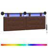 vidaXL Testiera sospesa Con luce LED Marrone Similpelle