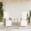 vidaXL Sedie Reclinabili da Giardino 2pz con Cuscini Beige Polyrattan