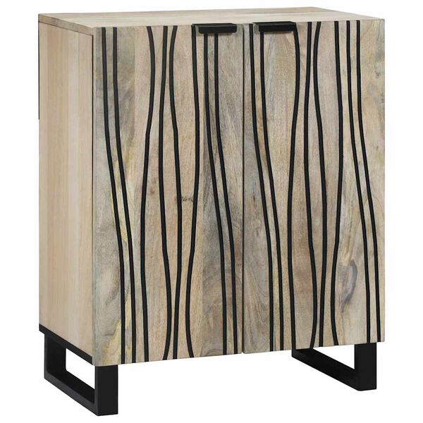 vidaXL Credenza Bianco 60 x 33.5 x 75 cm Legno massello di mango