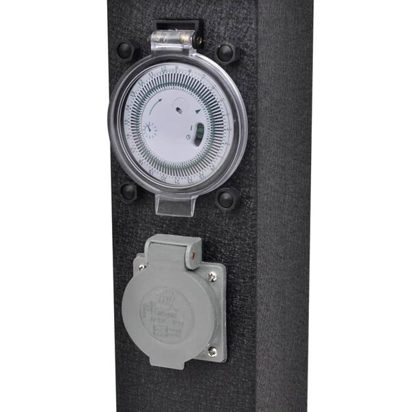 Presa Elettrica da Giardino a Pilastro Nero con Timer