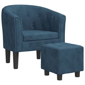 vidaXL Poltrona Cabriolet con Poggiapiedi Blu Scuro in Velluto