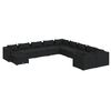 vidaXL Set Divani da Giardino 11 pz con Cuscini in Polyrattan Nero