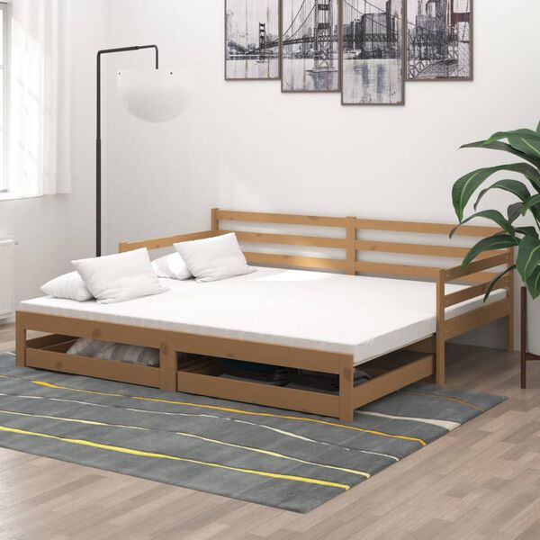 vidaXL Dormeuse Estraibile 2x(90x200) cm Ambra Legno Massello di Pino