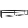 vidaXL Mobile Porta TV Marmo Nero 220x40x40,5 cm in Vetro Temperato
