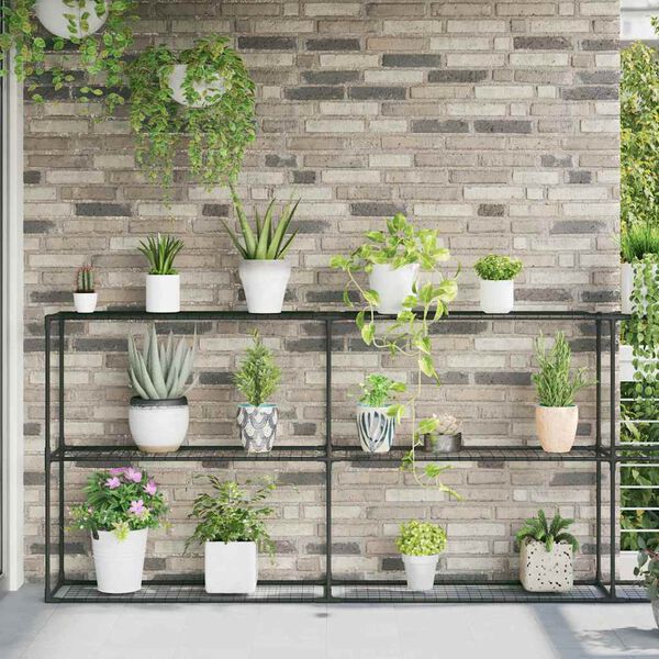 vidaXL Supporto per piante a 3 livelli Nero 400 x 32 x 104 cm Acciaio