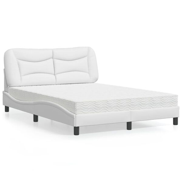vidaXL Letto con Materasso Hvar Bianco 140x200 cm in Similpelle