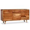 vidaXL Credenza in Legno Massello con Ante Intagliate 160x40x75 cm