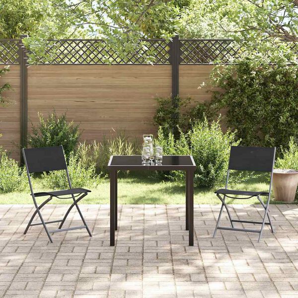 vidaXL Set da Pranzo per Giardino 3 pcs Nero