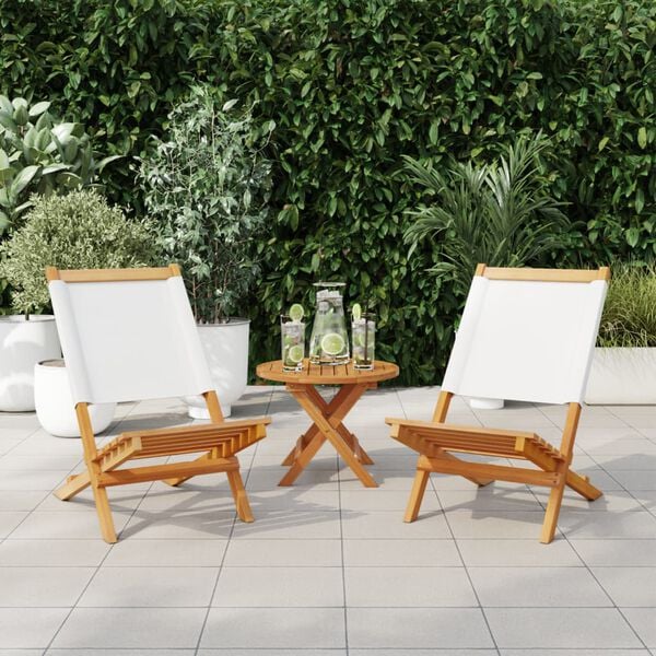 vidaXL Sedie Giardino 2pz Bianco Crema Legno Massello Acacia e Tessuto
