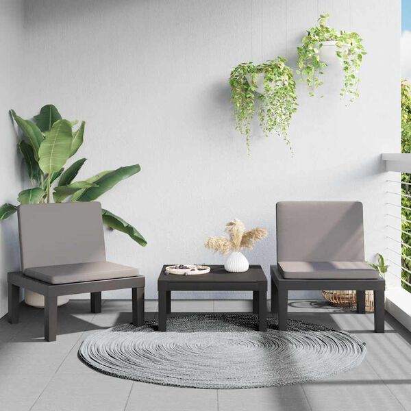 vidaXL Lettino Prendisole con Cuscini Antracite in PP