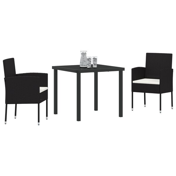 vidaXL Set da Pranzo per Giardino con cuscino 5 pcs Nero polyrattan