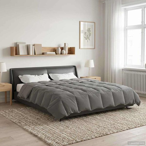 vidaXL Duvet Estivo Trapuntato Grigio chiaro 200 x 200 cm Microfibra