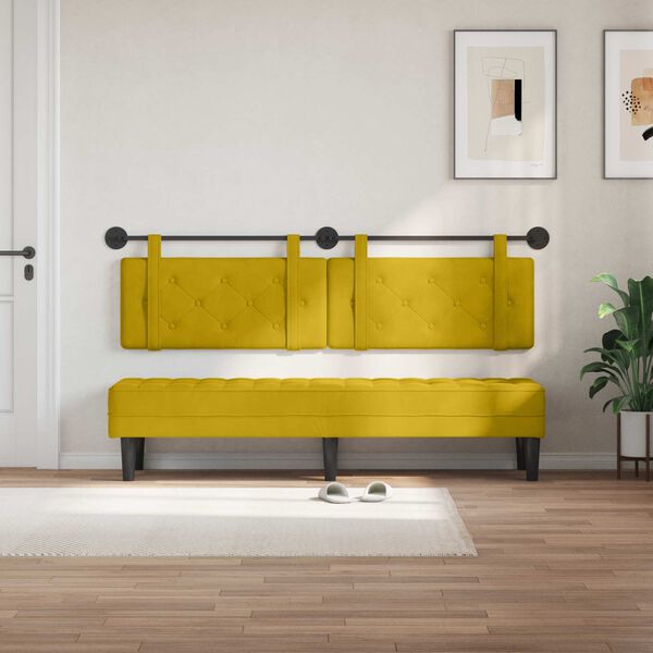 vidaXL Testata appesa Giallo 190 x 55 x 5 cm Velluto