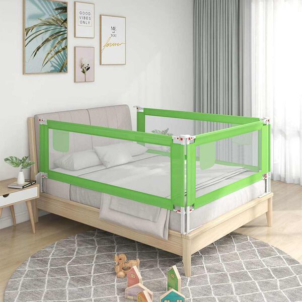 vidaXL Sponda Letto di Sicurezza per Bambini Verde 180x25cm in Tessuto