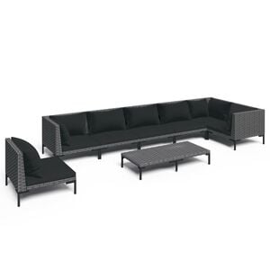vidaXL Divani da Giardino 8 pz con Cuscini in Polyrattan Grigio Scuro
