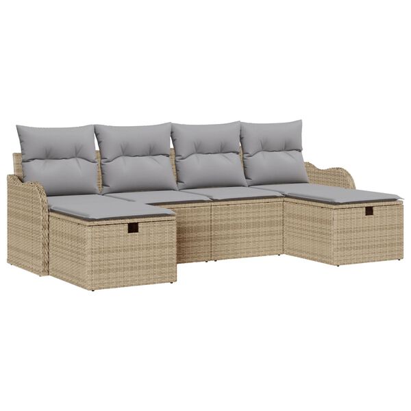 vidaXL Set di divani 6 pcs Beige e Grigio Chiaro polyrattan