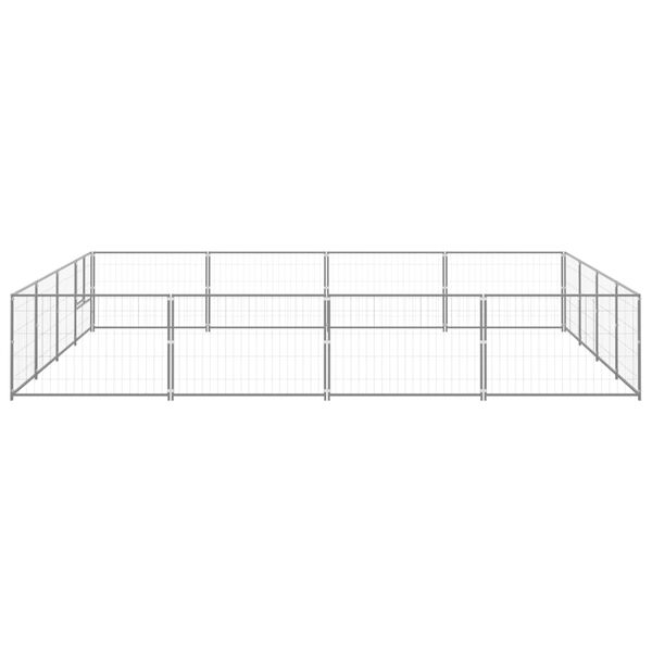 vidaXL Gabbia per Cani Argento 16 m&sup2; in Acciaio