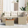 vidaXL Set Divano da Giardino con cuscino 5 pcs Beige polyrattan