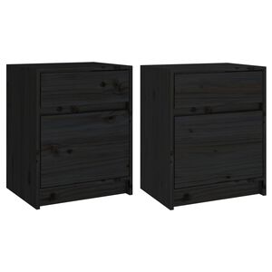 vidaXL Comodini 2 pz Neri 40x31x50 cm in Legno Massello di Pino