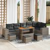 vidaXL Set Divano da Giardino con cuscino 10 pcs Grigio polyrattan