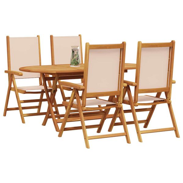 vidaXL Set da Pranzo per Giardino 5 pcs Beige legno massello di acacia